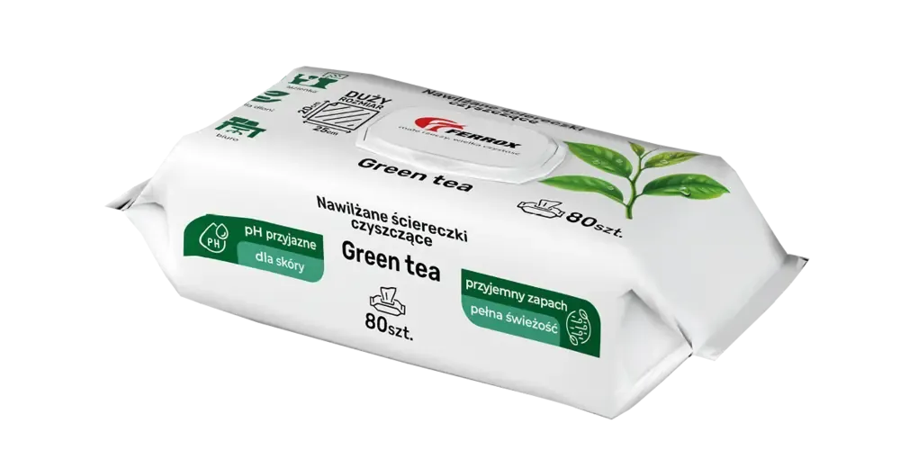 Nawilżane ściereczki czyszczące Ferrox Green Tea, 80 sztuk