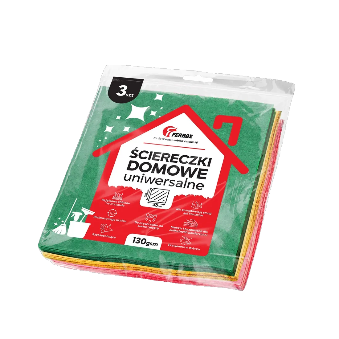 Ściereczki domowe uniwersalne Ferrox, opakowanie 3 sztuki
